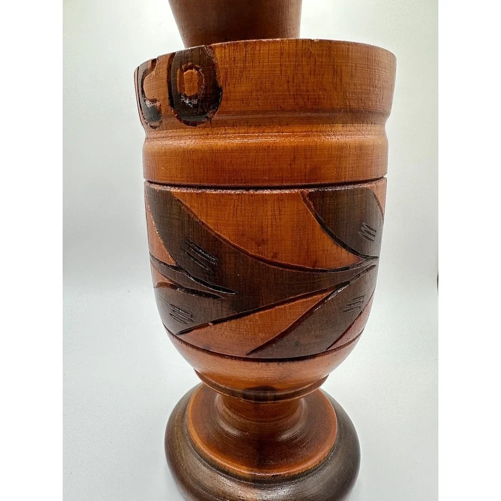1970s Large Vintage Wood Carved Puerto Rico‎ Mortar & Pestle Great Condition